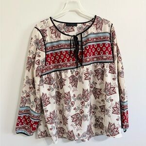 Sanctuary Cream Tunic with Red & Black Paisley Yoke